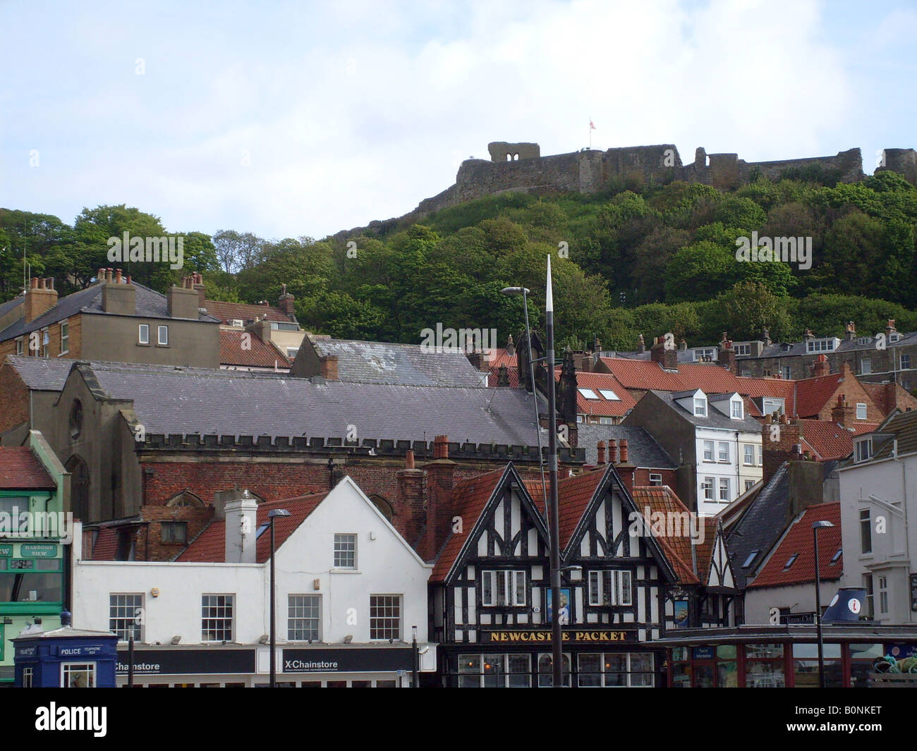 Scarborough Hafen und Altstadt, North Yorkshire, England. Stockfoto