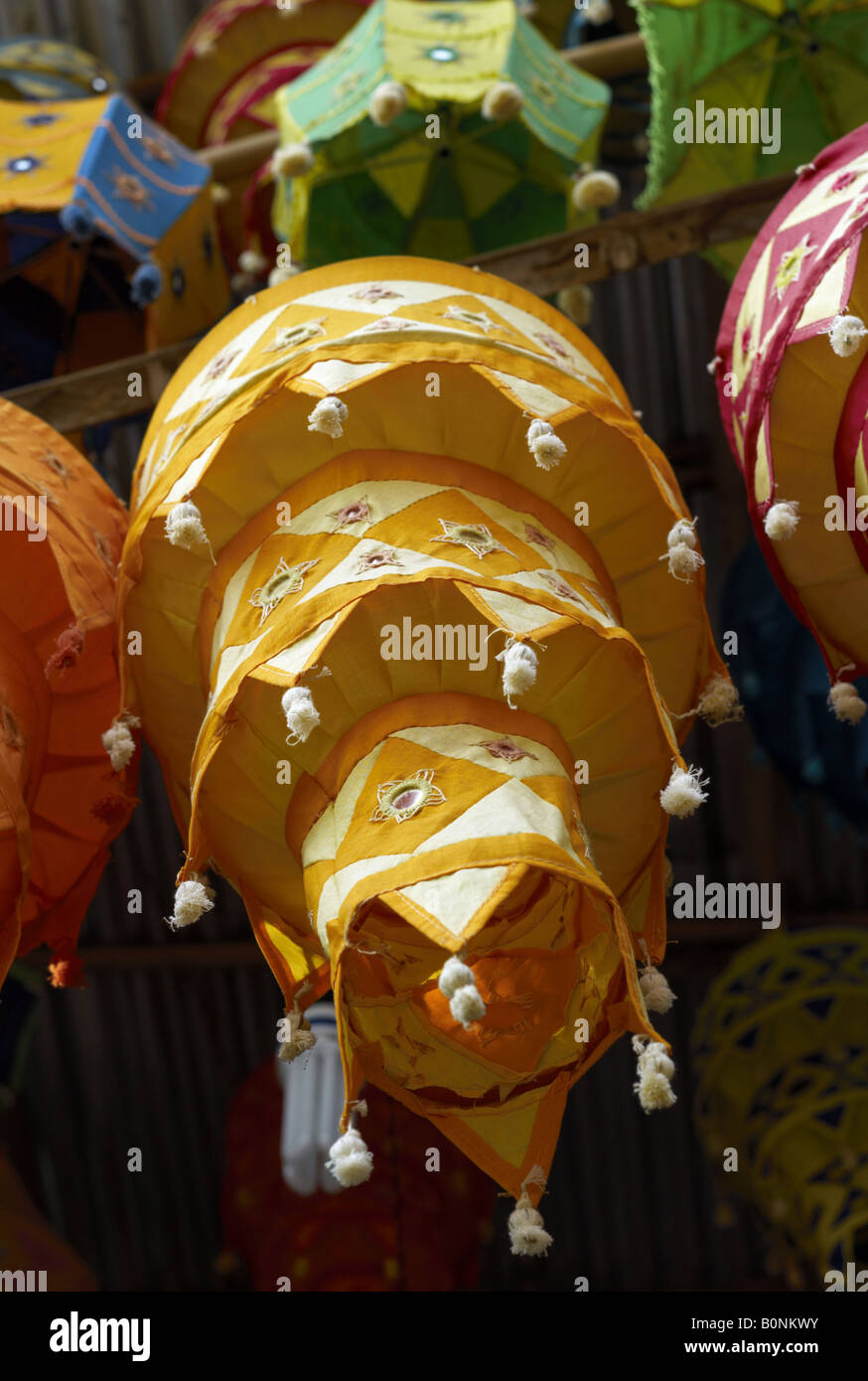 Indien-Markt-Lampenschirme Stockfoto