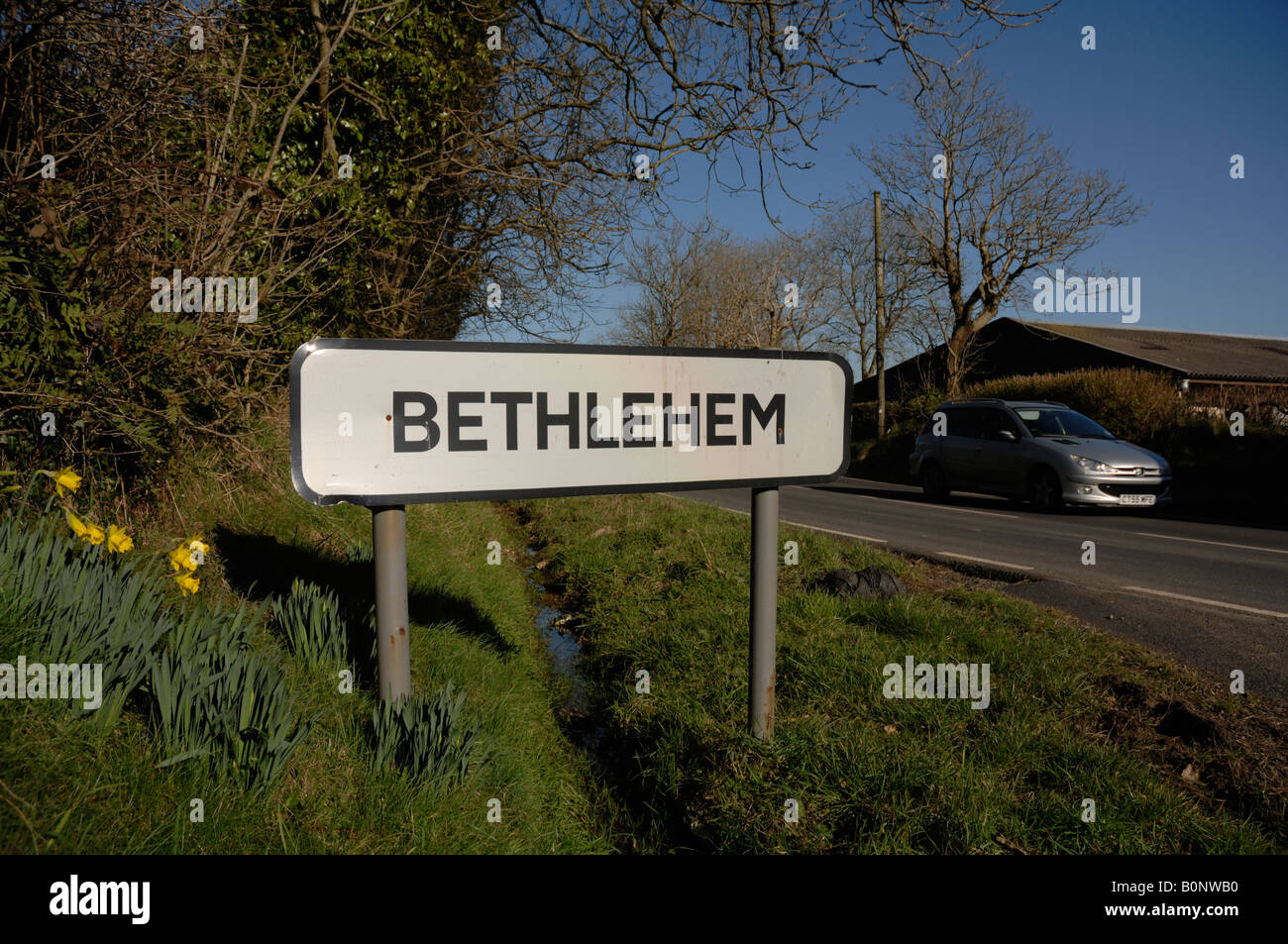 Bethlehem Dorf Straßenschild Pembrokeshire Wales UK Europe Stockfoto