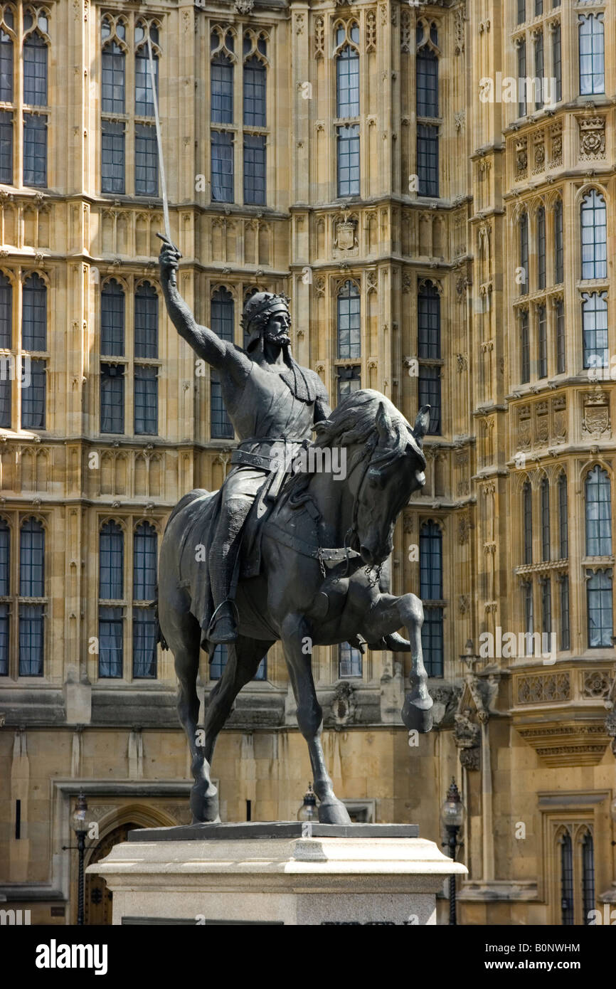 Statue von König Richard Löwenherz, Palace of Westminster, London Stockfoto