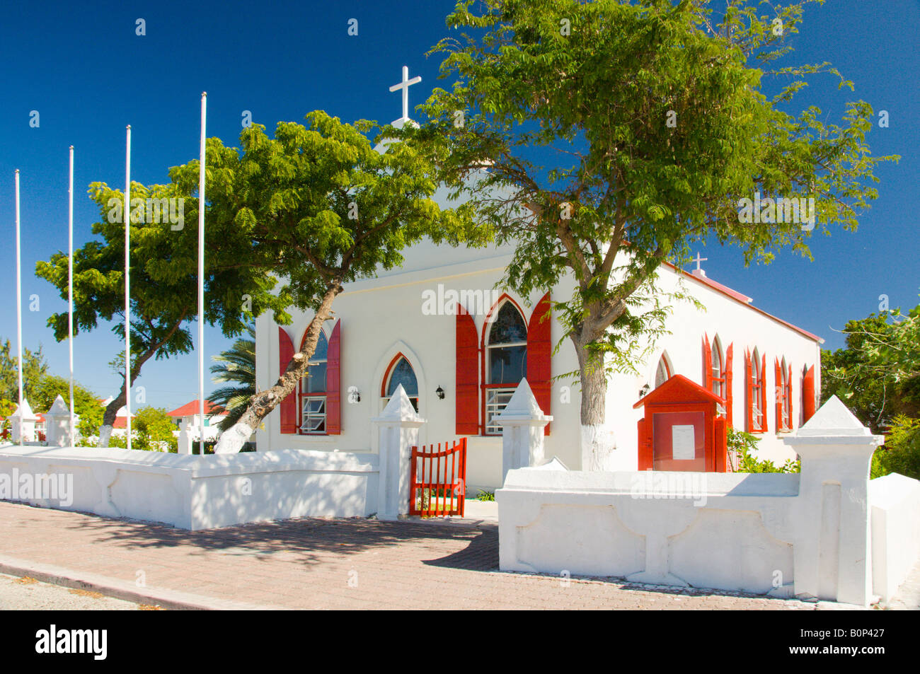 St. Maria, der Jungfrau, Anglikanische Kirche außen in Cockburn Town, Grand Turk Turks- und Caicos-Inseln, Karibik. Stockfoto