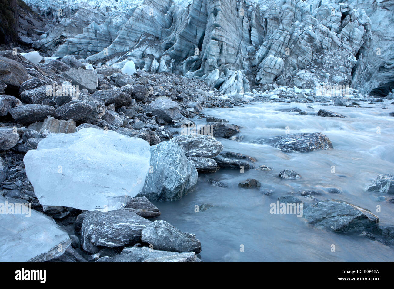 Die Basis der Fox-Gletscher Stockfoto