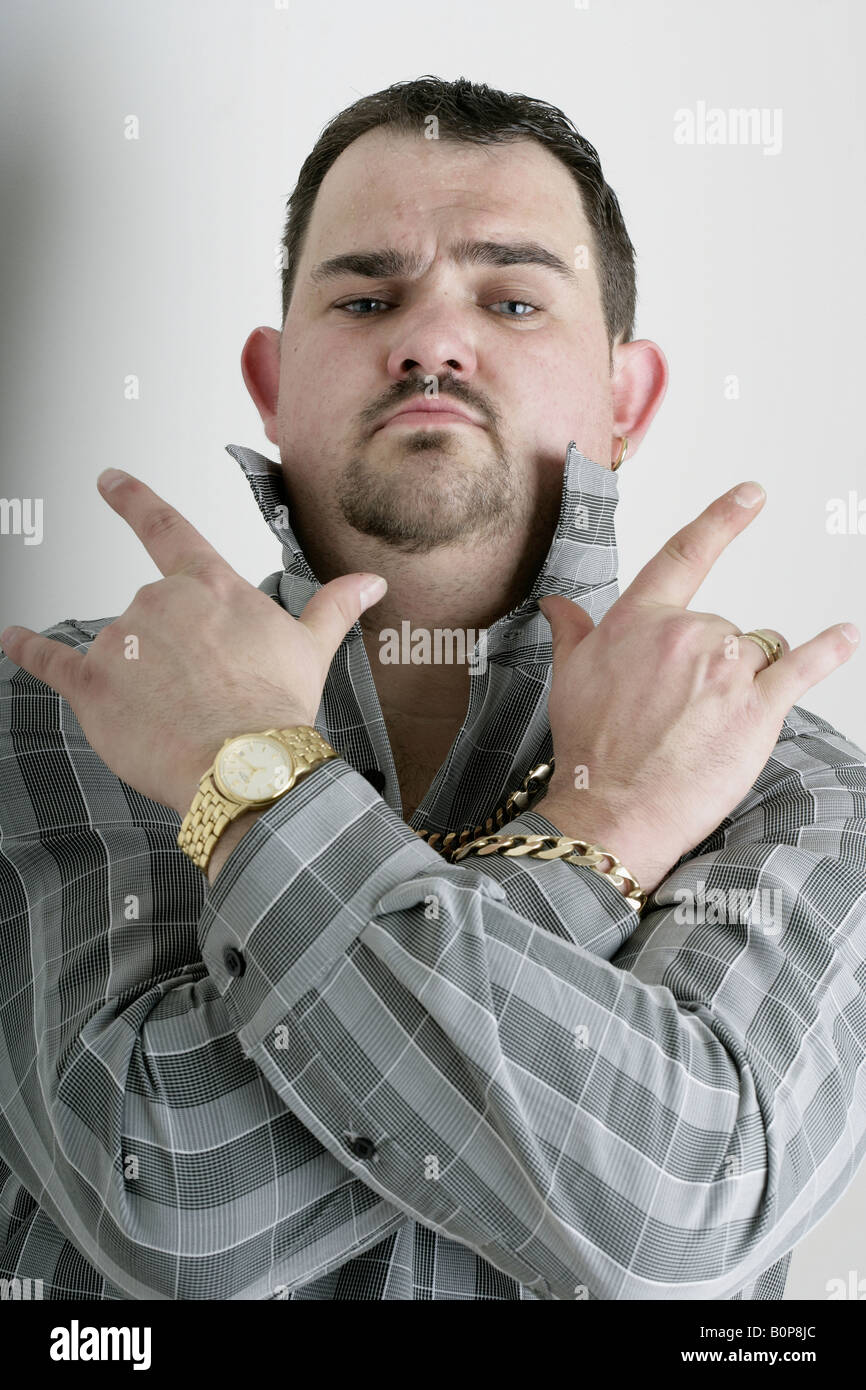 Böse und gemein aussehender Mann Stockfoto