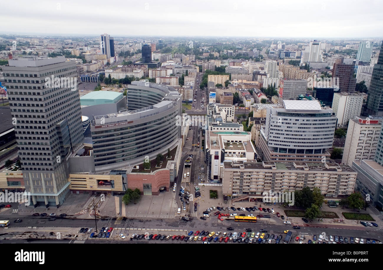 Blick vom oberen Rand der Kulturpalast, Warschau, Polen Stockfoto