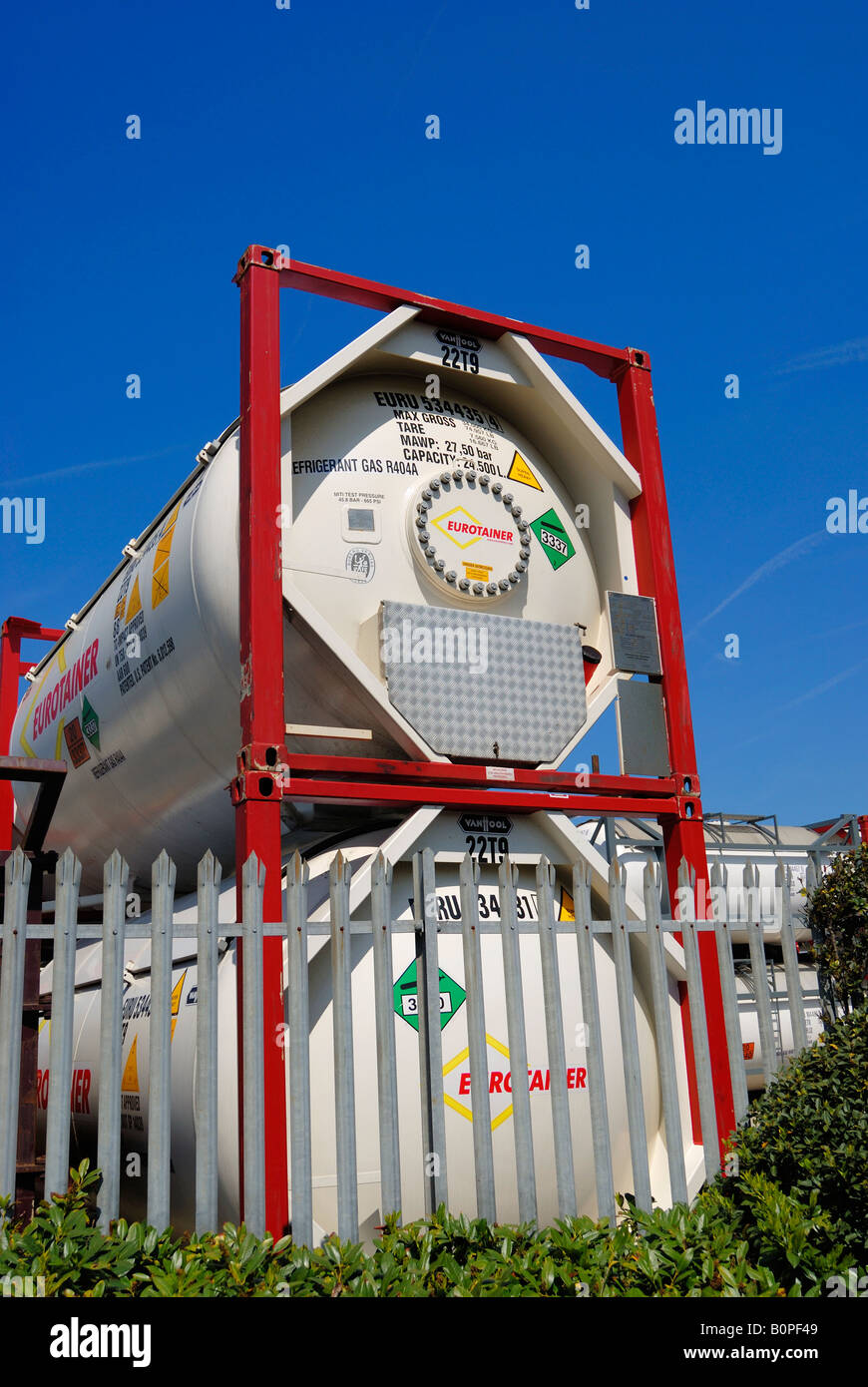 Eurotainer Gas Storage-Container für den Transport geschützt Stockfoto