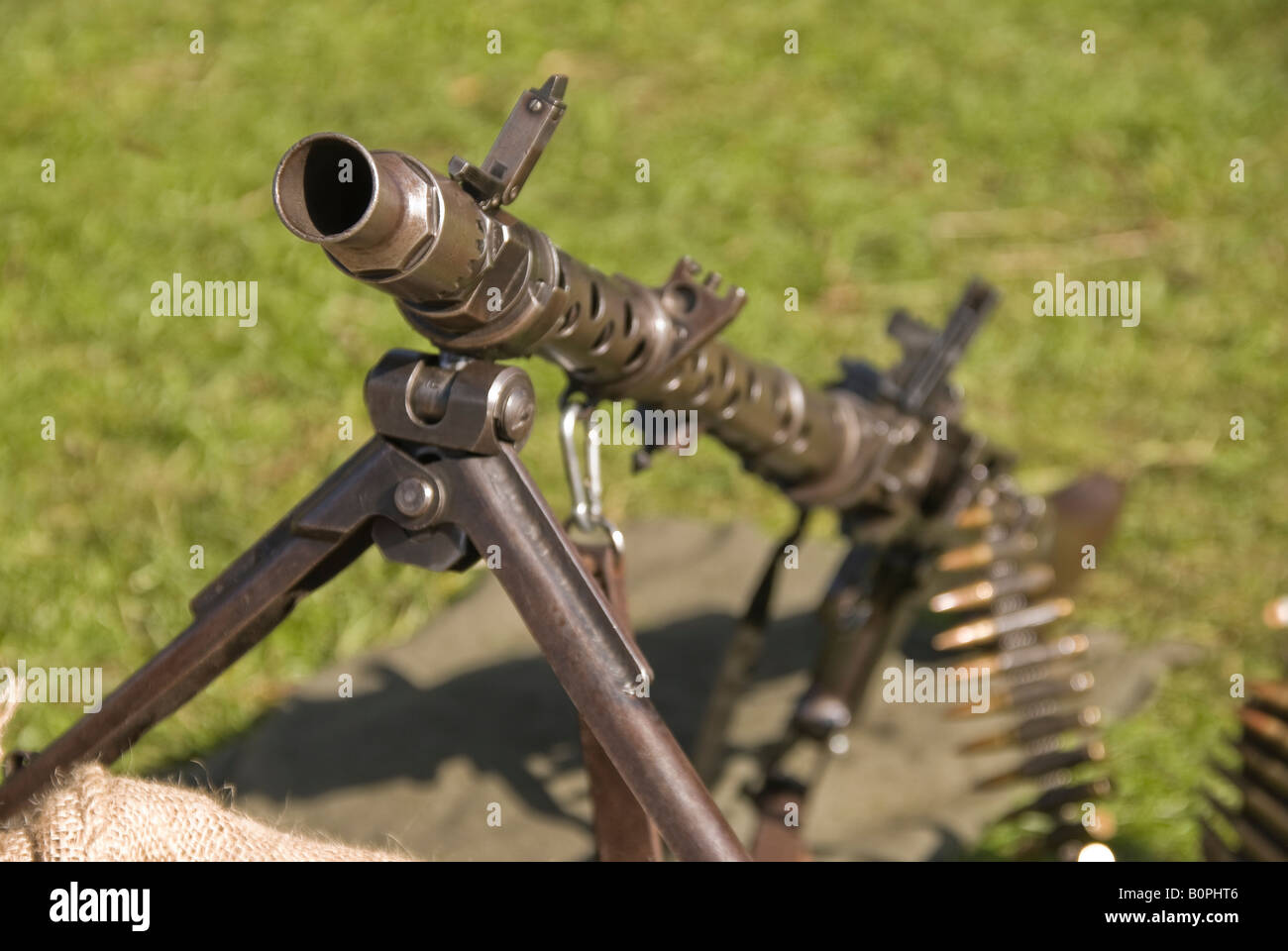2. Weltkrieg MG34 Maschinengewehr auf Zweibein Stockfoto