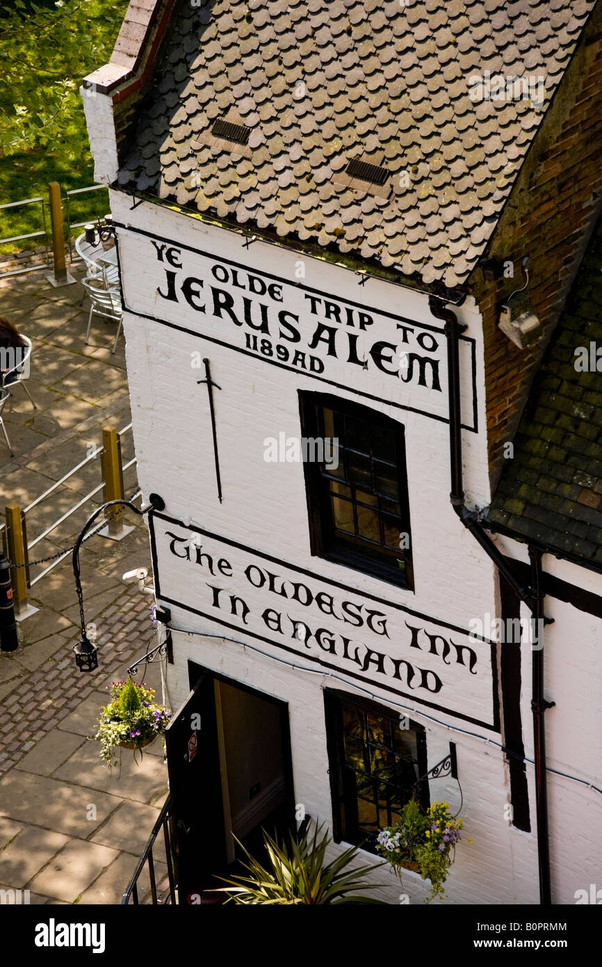 Großbritanniens älteste Pub der alten Reise nach Jerusalem, Nottingham, England Stockfoto