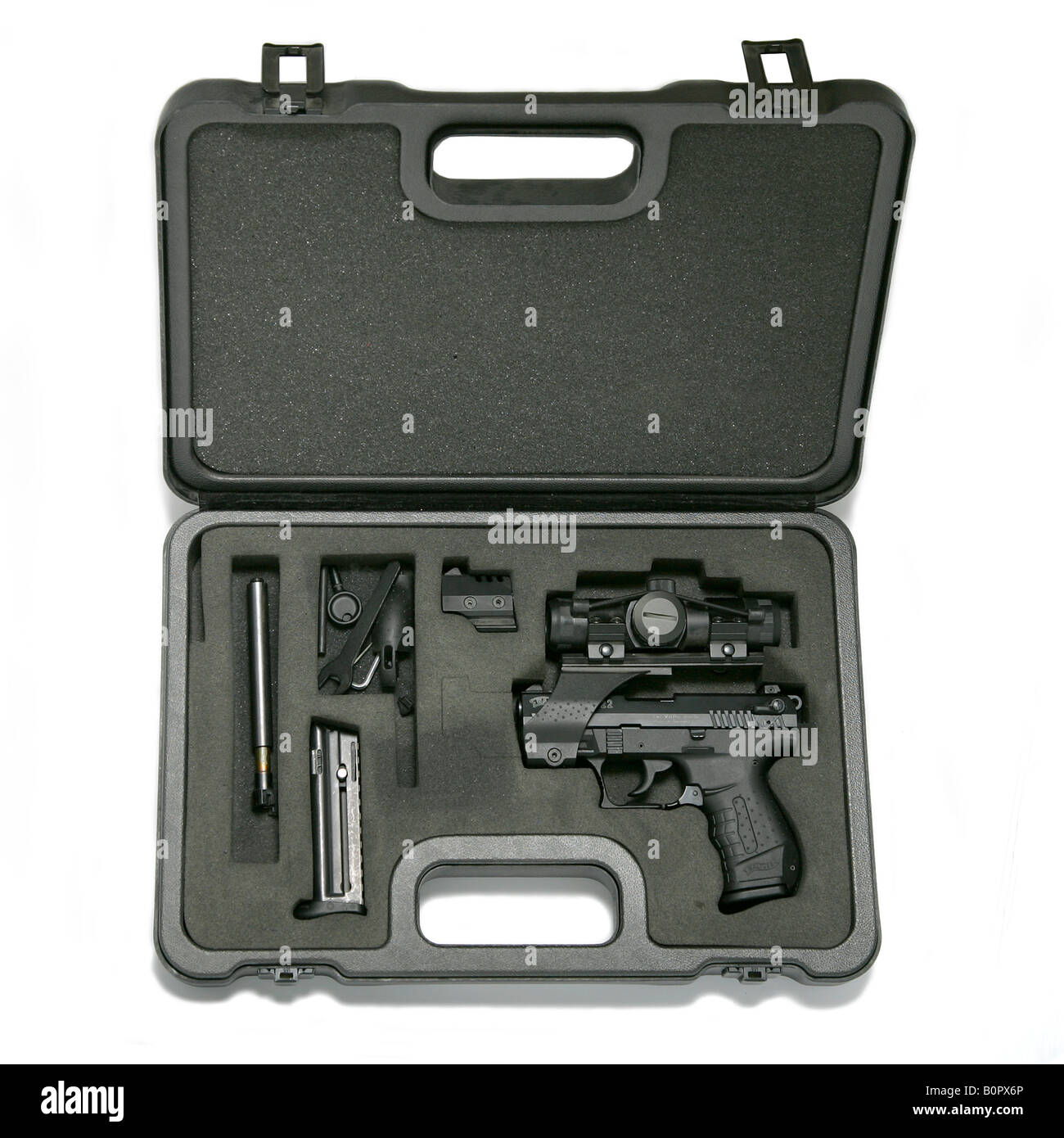 Walther Optik Pistole Pistole Hand Pistole Kit box Stockfoto
