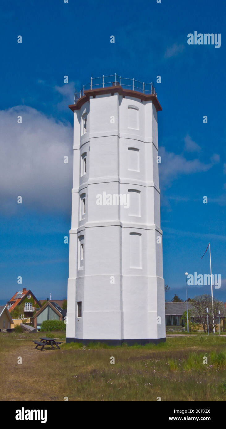 Der weiße Leuchtturm nördlich von Skagen in Dänemark Stockfoto