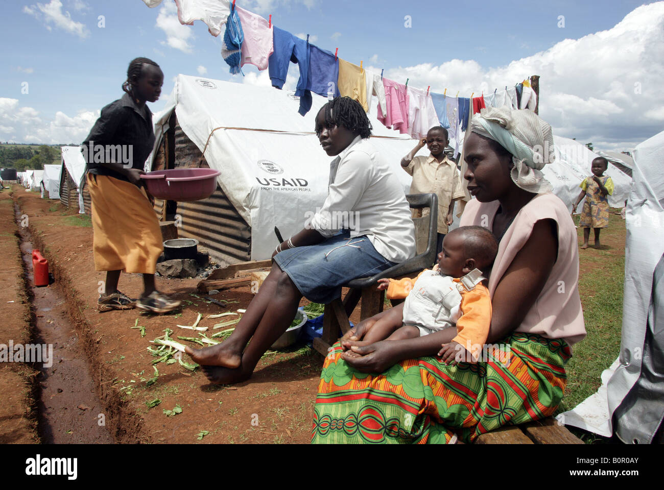 Kenianischen Flüchtlinge (Vertriebene = IDPs) im Flüchtlingslager BURNT Wald, Rift Valley Stockfoto