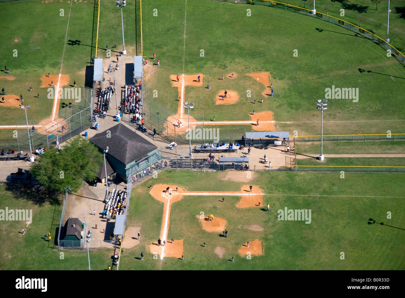 Luftaufnahme von Baseballstadien in Houston Texas Stockfoto