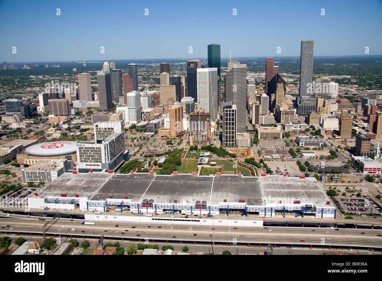 Luftaufnahme der Innenstadt von Houston Texas Stockfoto