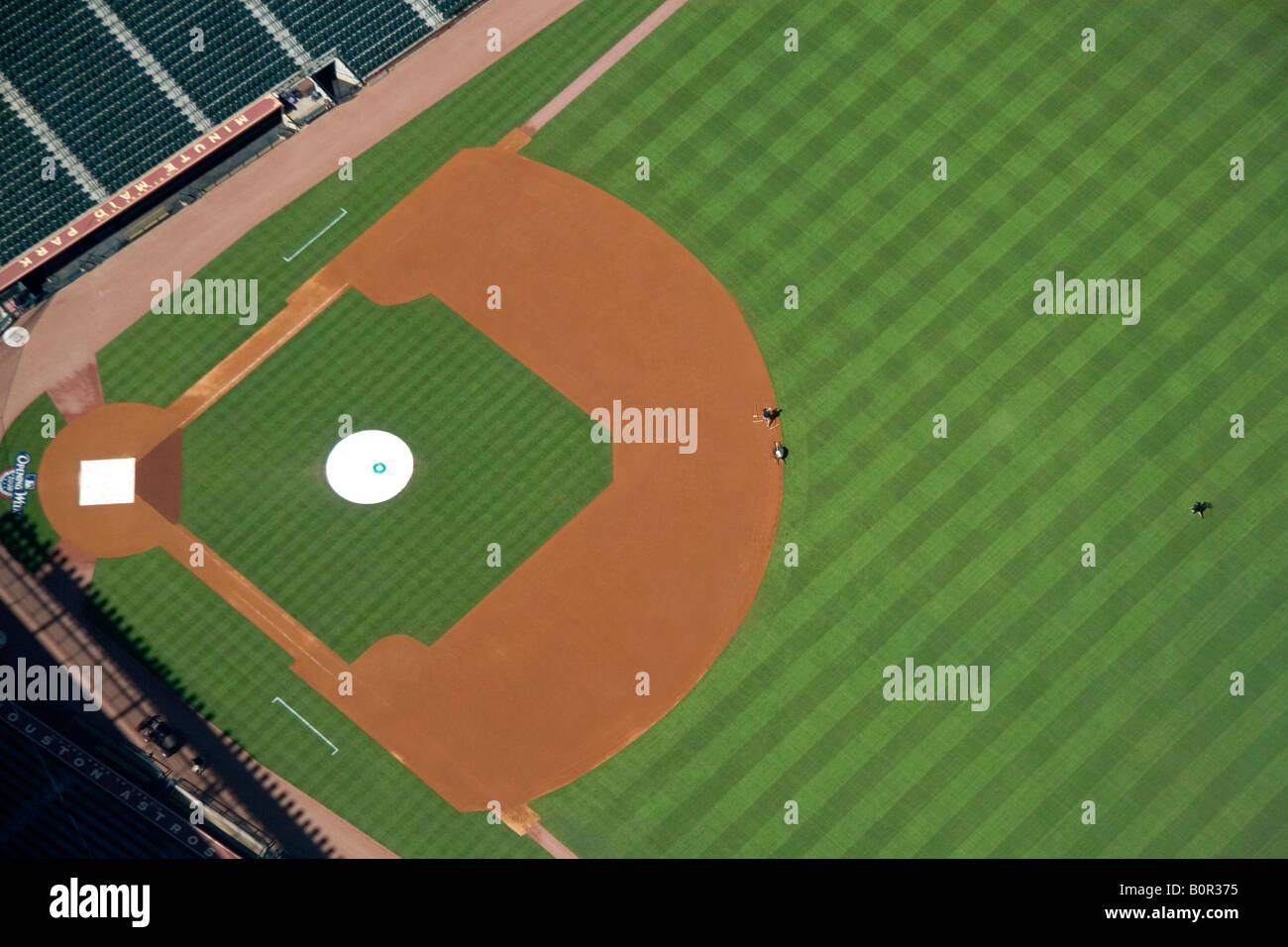 Luftaufnahme von dem Baseballfeld im Minute Maid Park in Houston Texas Stockfoto