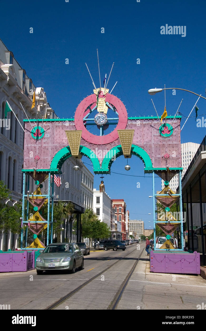 Der Strand-Bezirk in der Innenstadt von Galveston Texas Stockfoto