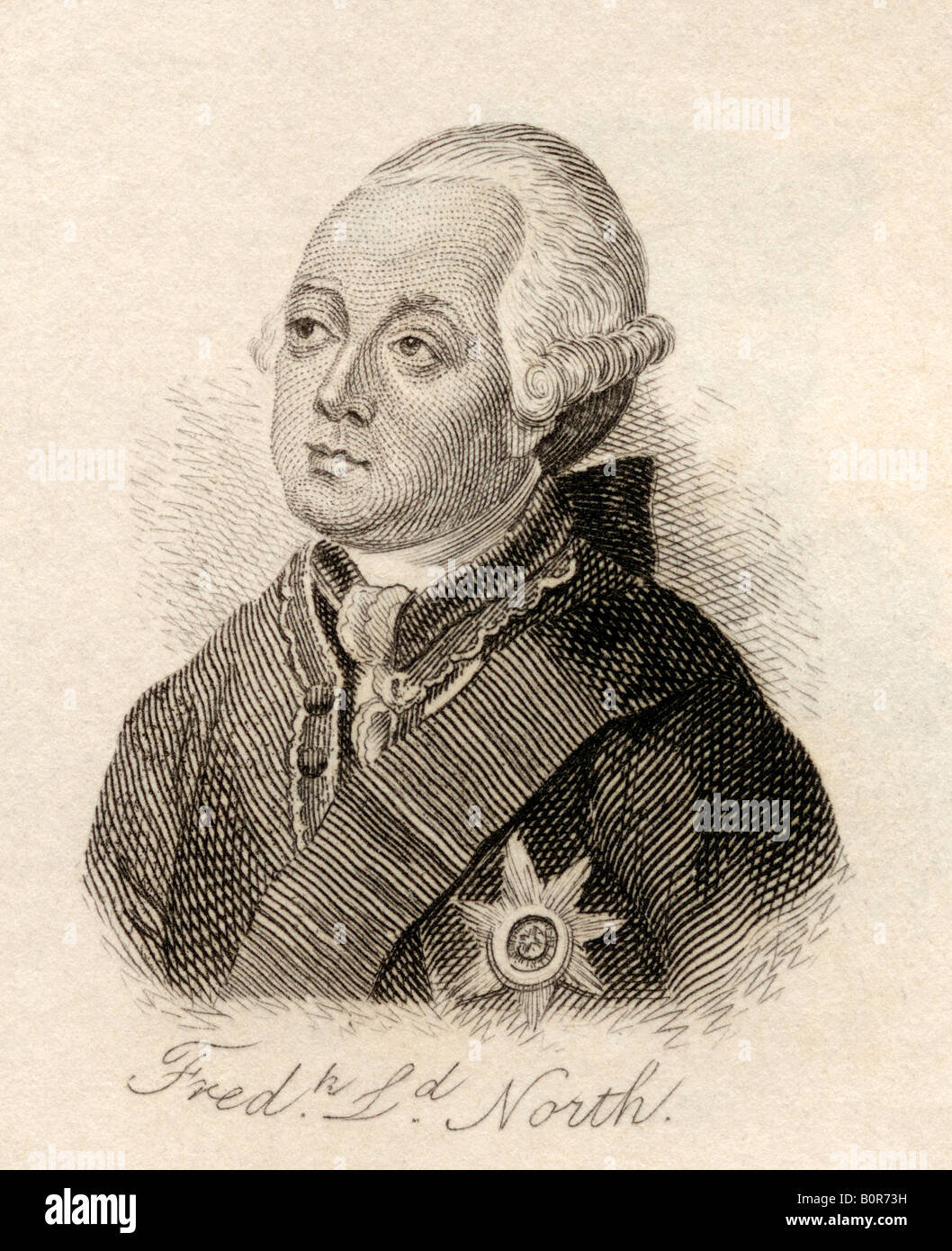 Frederick North, 2. Earl of Guilford, Lord North, 1732 - 1792. Premierminister von Großbritannien und führende Persönlichkeit in der amerikanischen Revolution. Stockfoto