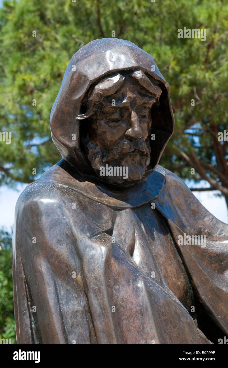 Bronzestatue von getarnten Grimaldi Vorfahr, Monaco, Südfrankreich Stockfoto