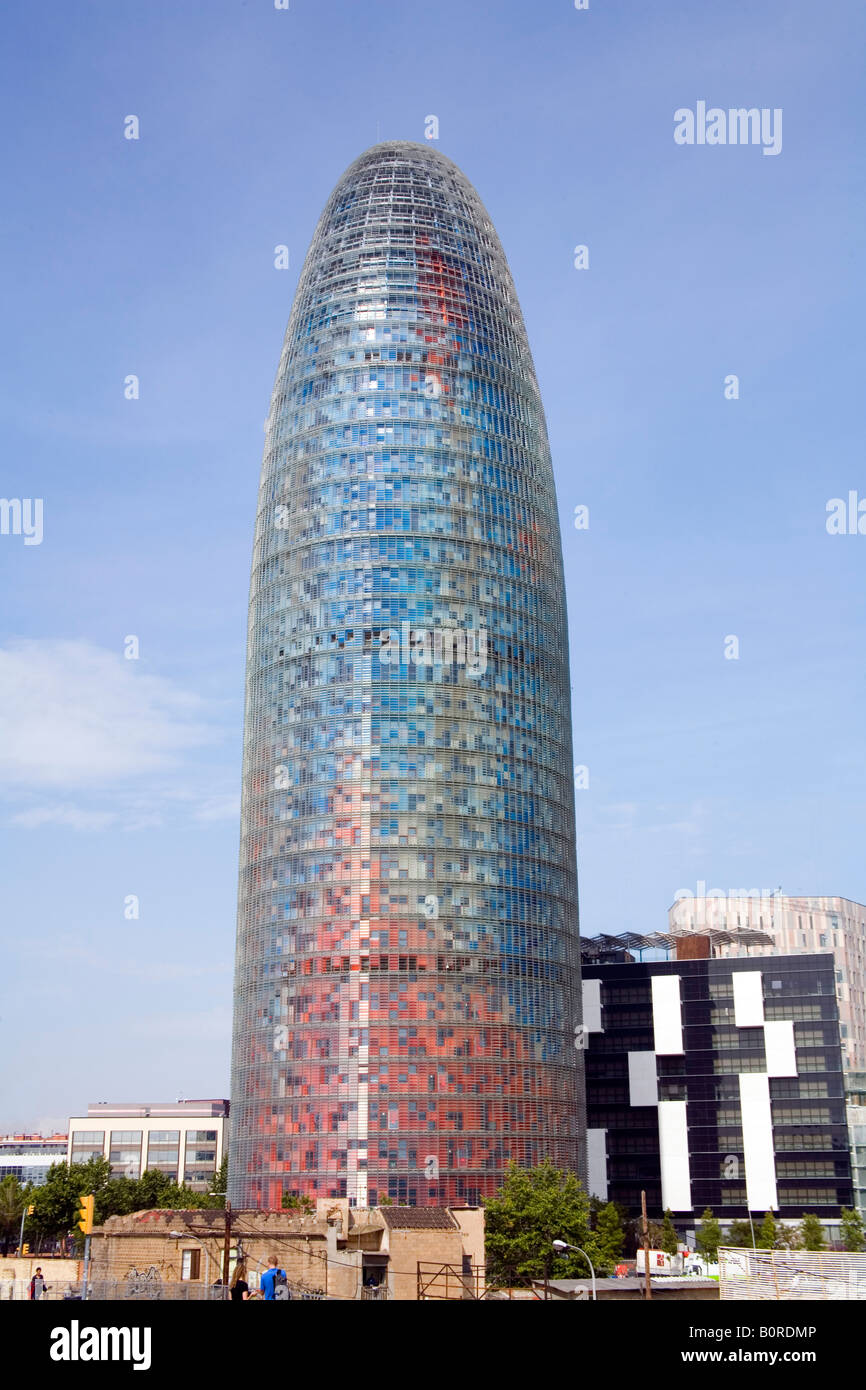 Der Torre Agbar Gebäude in Barcelona Spanien Stockfoto