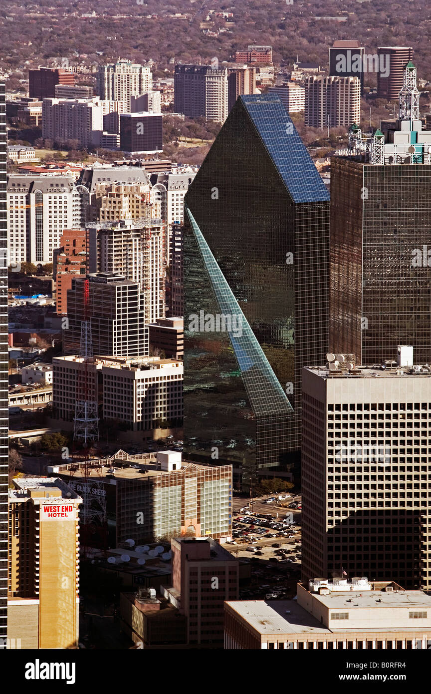 Antenne über dem Brunnen Ort Dallas Texas Henry Cobb Pei Partner Stockfoto