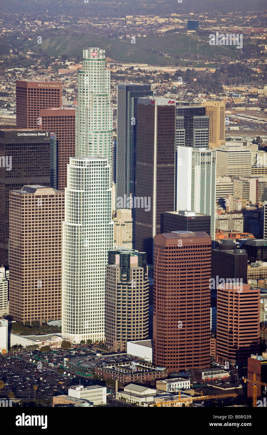 Antenne über die Innenstadt von Los Angeles, Kalifornien Bankenviertel Stockfoto