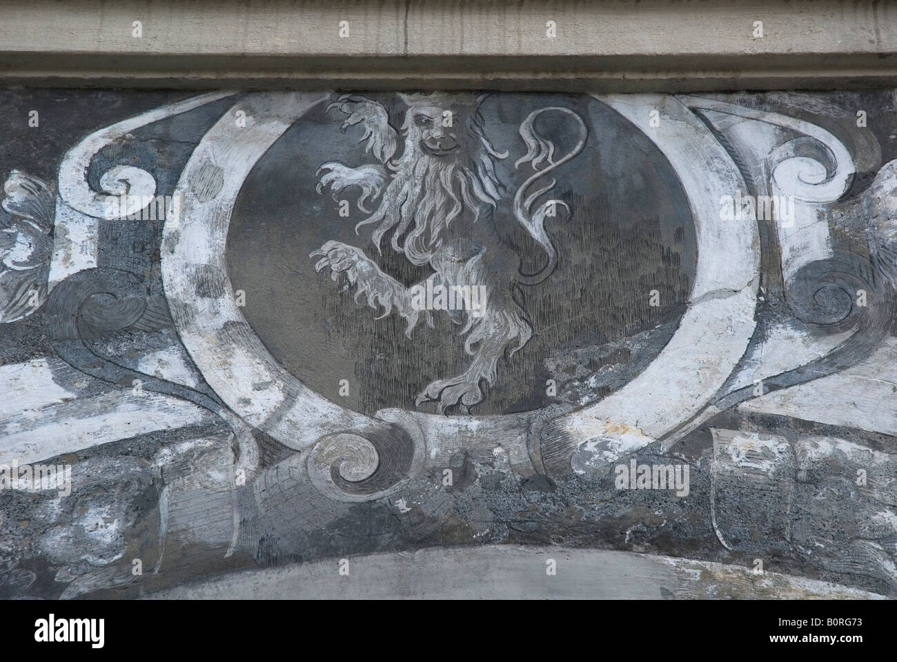 Detail in Sgraffito Haus, Retz, Österreich Stockfoto