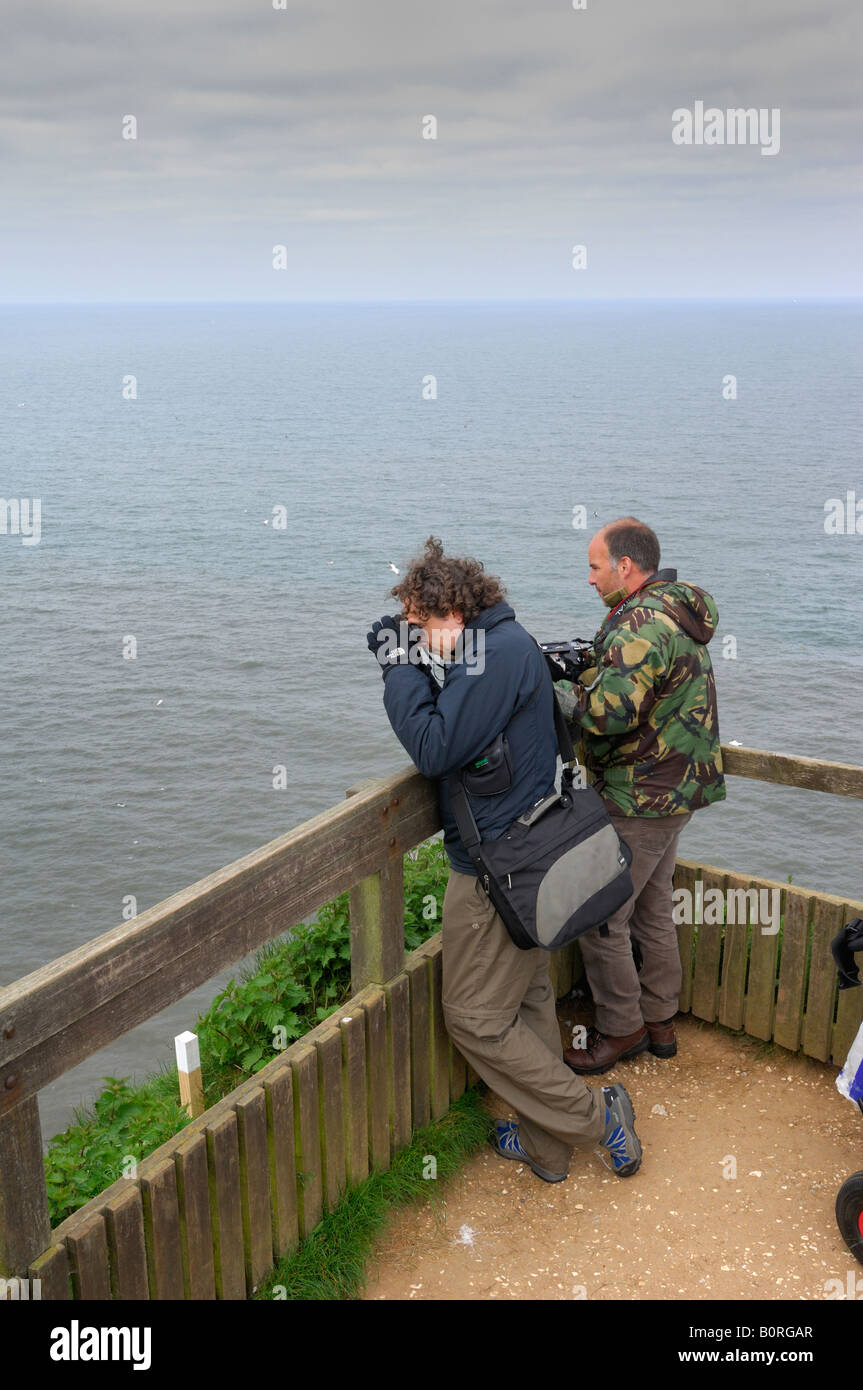 Public-Viewing Eckpunkt Jubiläum bei RSPB Bempton Cliffs reserve Stockfoto