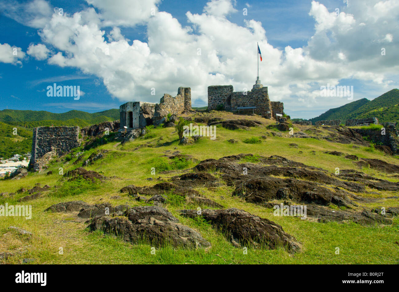 Die Überreste von Fort St. Louis über Marigot Saint Martin französischen Protektorat Stockfoto
