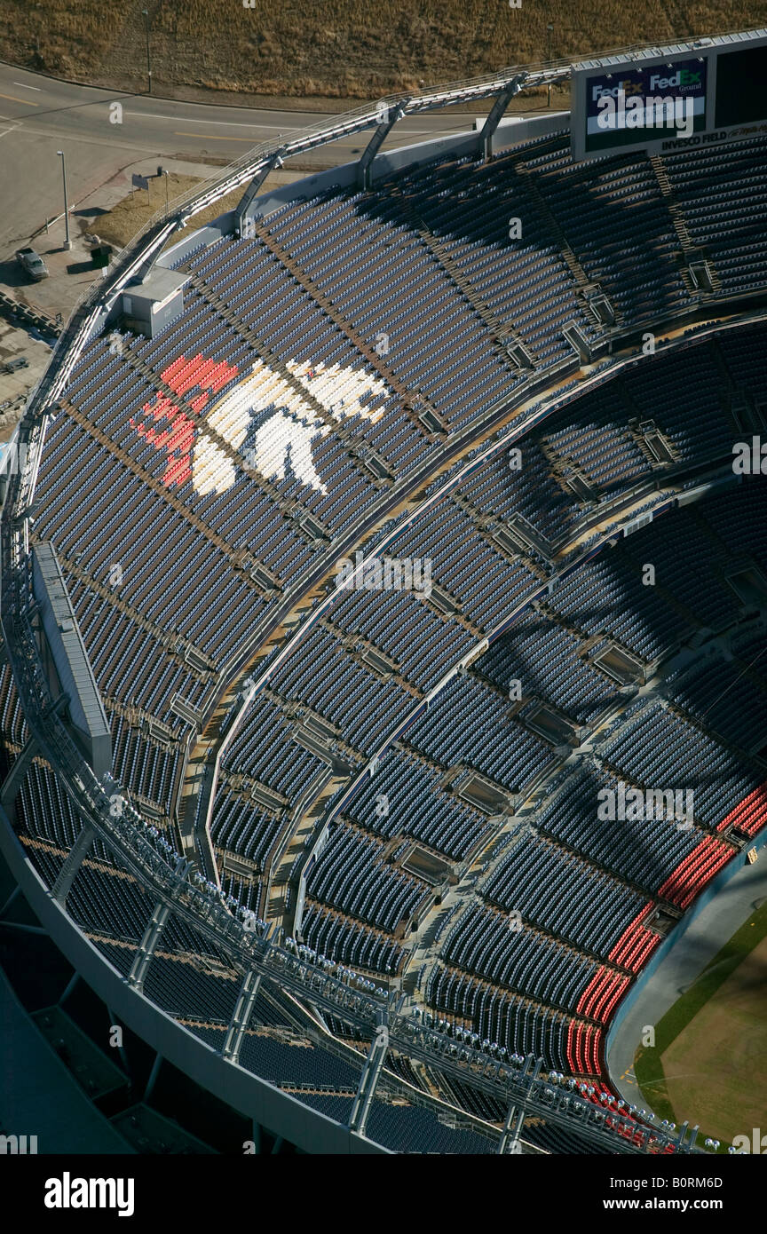 Luftaufnahmen über INVESCO Denver Broncos Fußballstadion Colorado Stockfoto