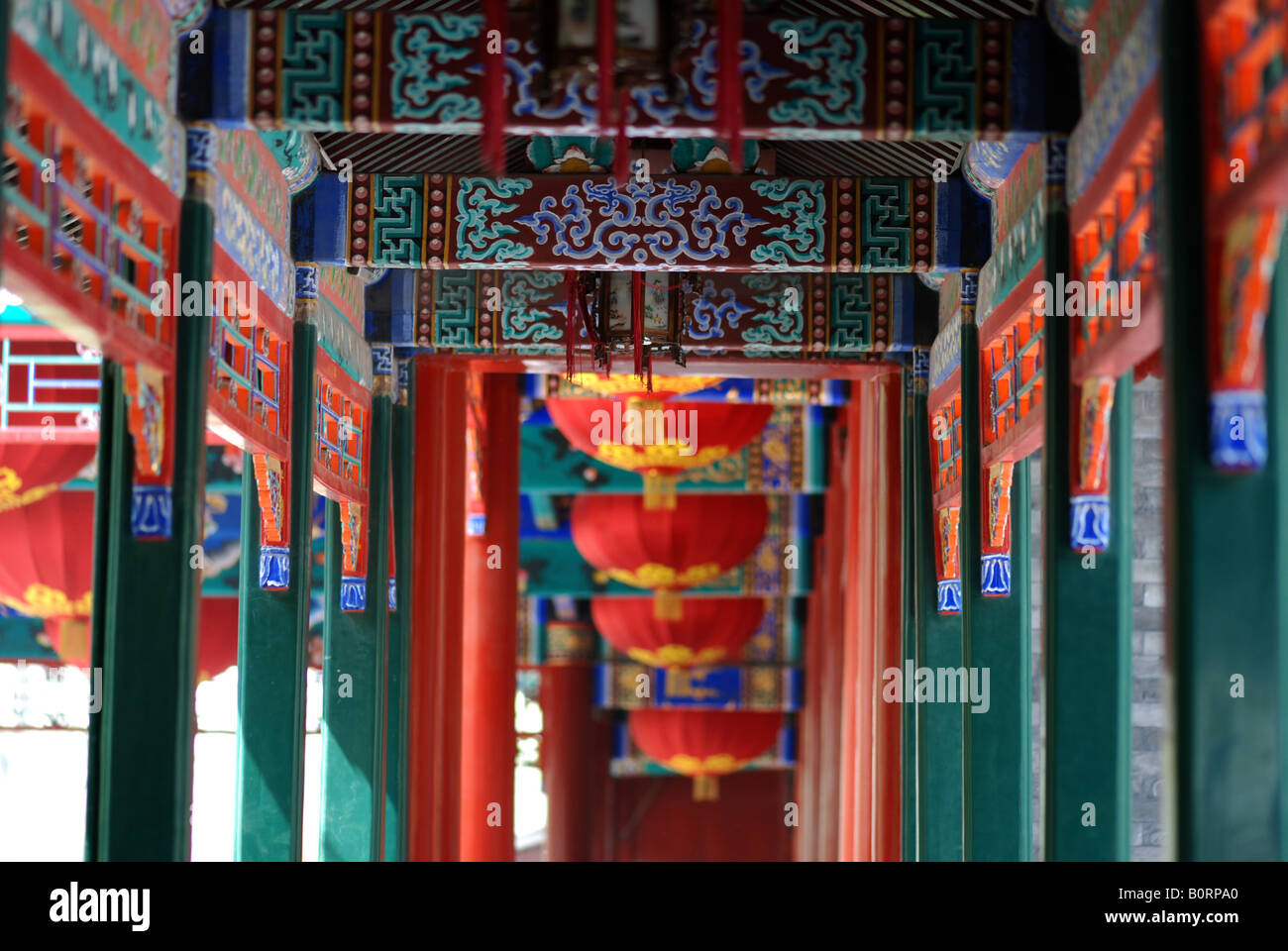 Malerei auf die chinesische traditionelle Architektur Stockfoto