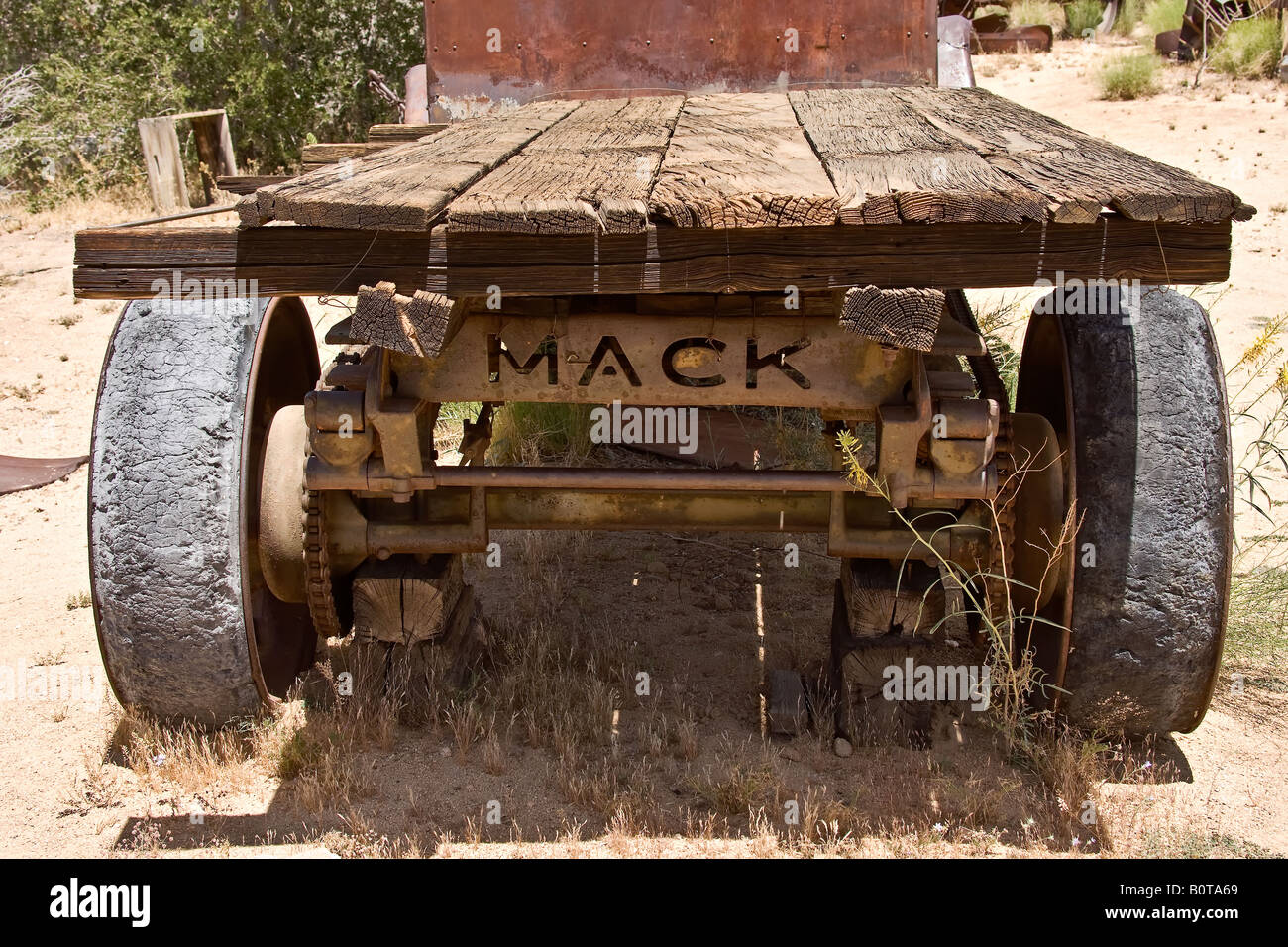 Alte Kette angetrieben Mack Truck. Stockfoto