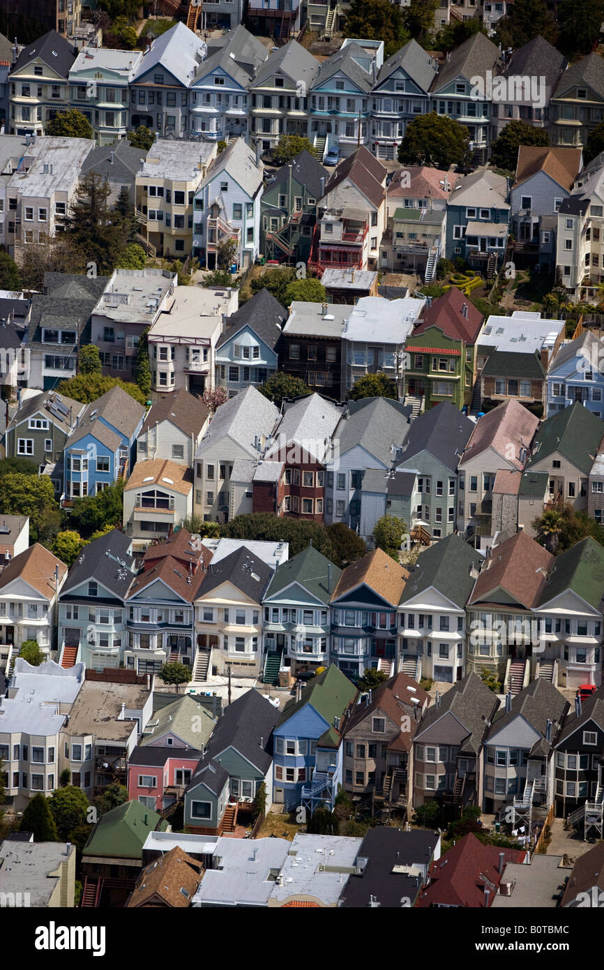 Antenne über geometrische Reihen von Wohn Häuser San Francisco Kalifornien Stockfoto