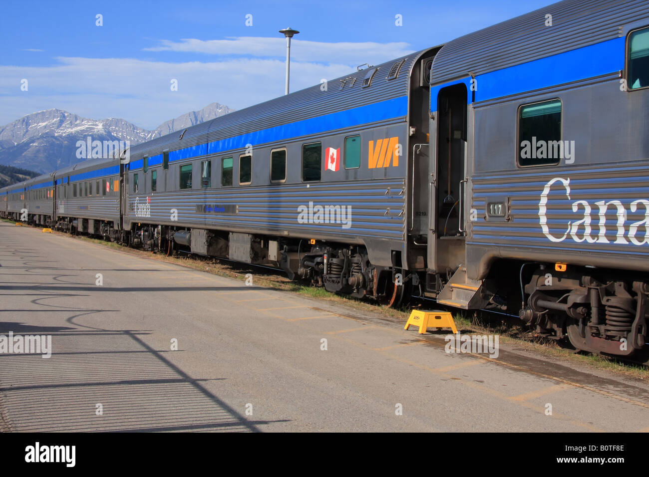 Bahnhof im Dorf Jasper, Alberta Stockfoto