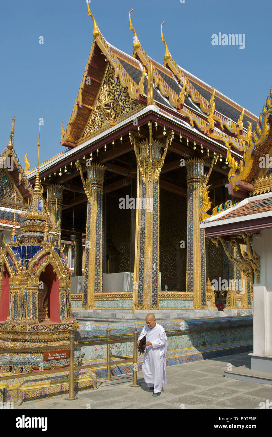 Buddhistische Nonne Wat Phra Kaew Bangkok Thailand Stockfoto