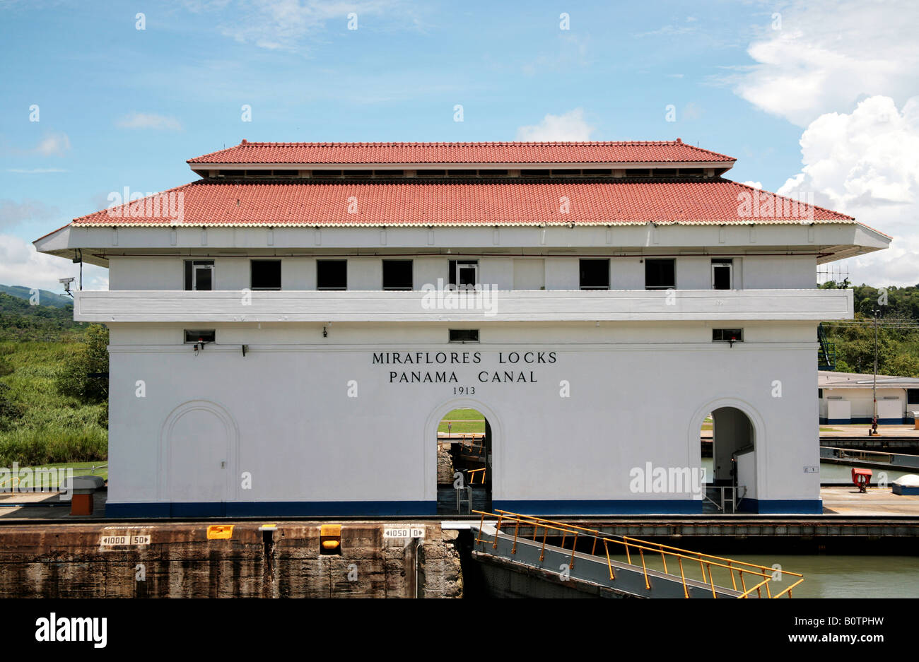 Panama-Kanal Miraflores Locks Visitor Center und Gebäude Stockfoto