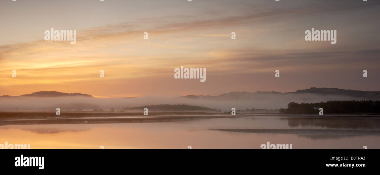 Flussmündung Misty Dawn Stockfoto