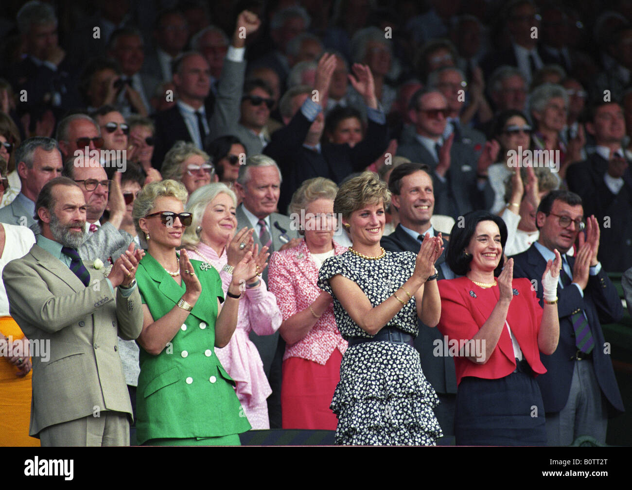 Wimbledon Herren Finale 1991 Diana Princess of Wales beobachten Michael Stich gewinnen Stockfoto