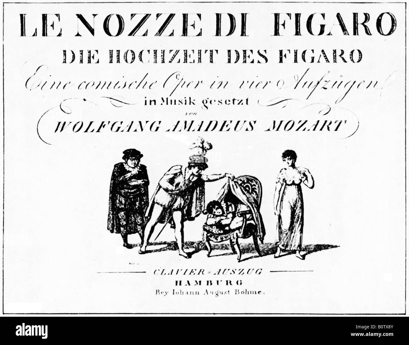 Die Hochzeit des Figaro Mozart Titelseite aus den Klavierauszug von Neefe veröffentlicht im Jahre 1796 Stockfoto