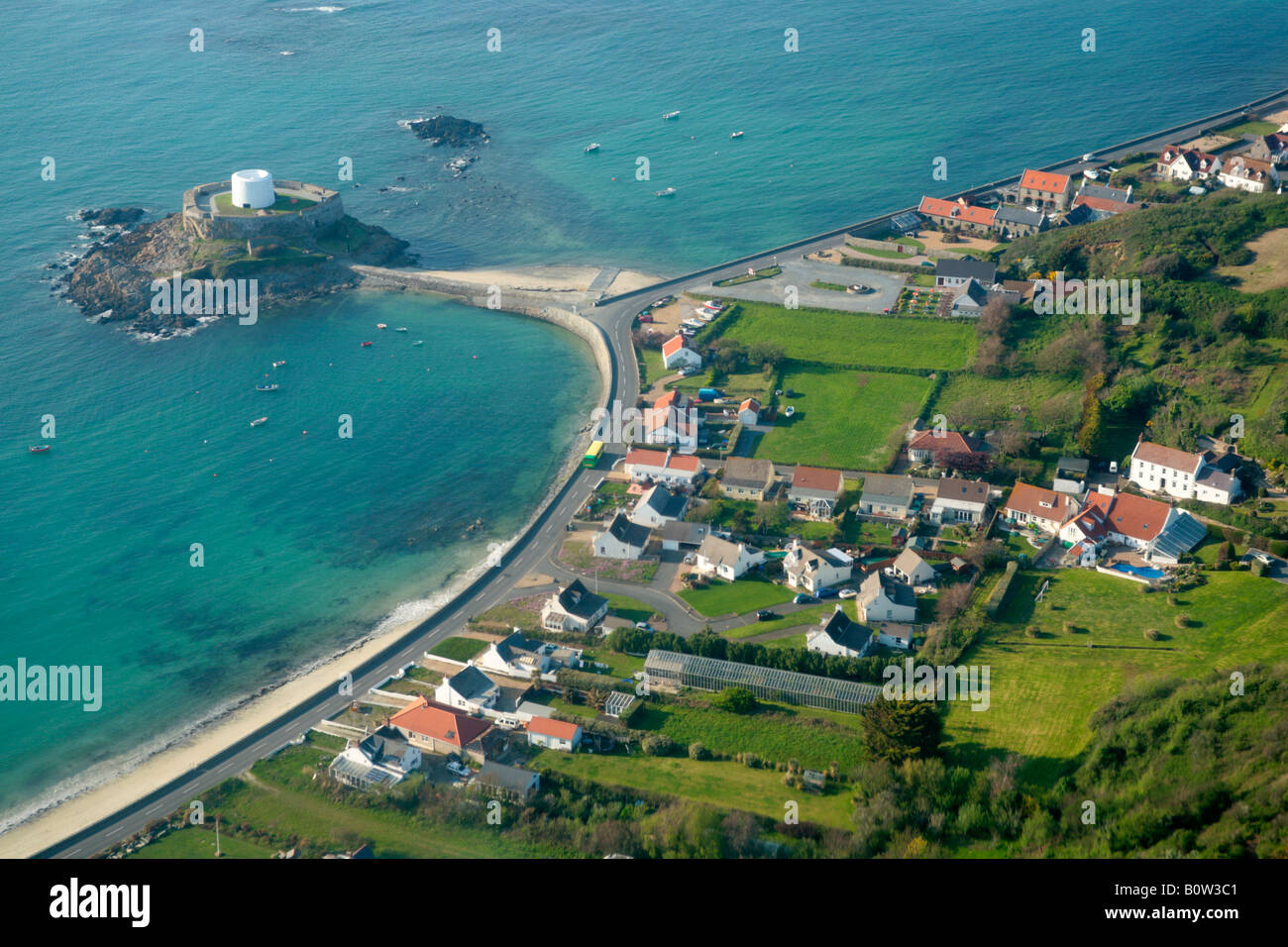 Luftaufnahme des Fort Grey auf der Insel Guernsey Stockfoto