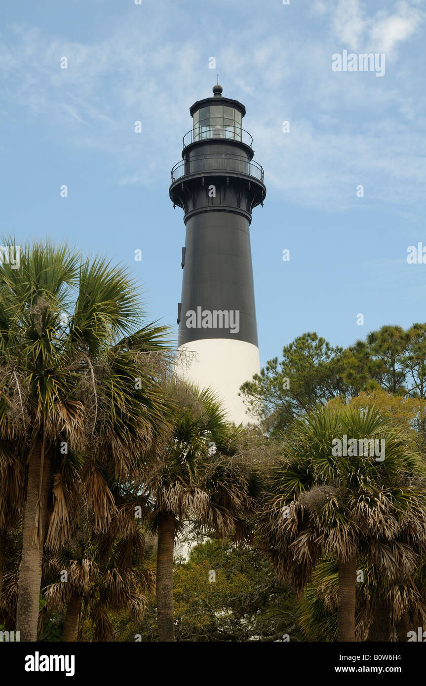 Jagd-Insel-Leuchtturm in South Carolina USA im April. Stockfoto