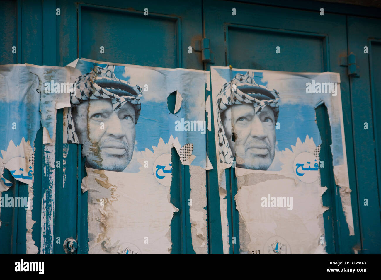 Alte Plakate von Yasser Arafat in Bethlehem, Westjordanland, Palästina, Israel, Nahost Stockfoto