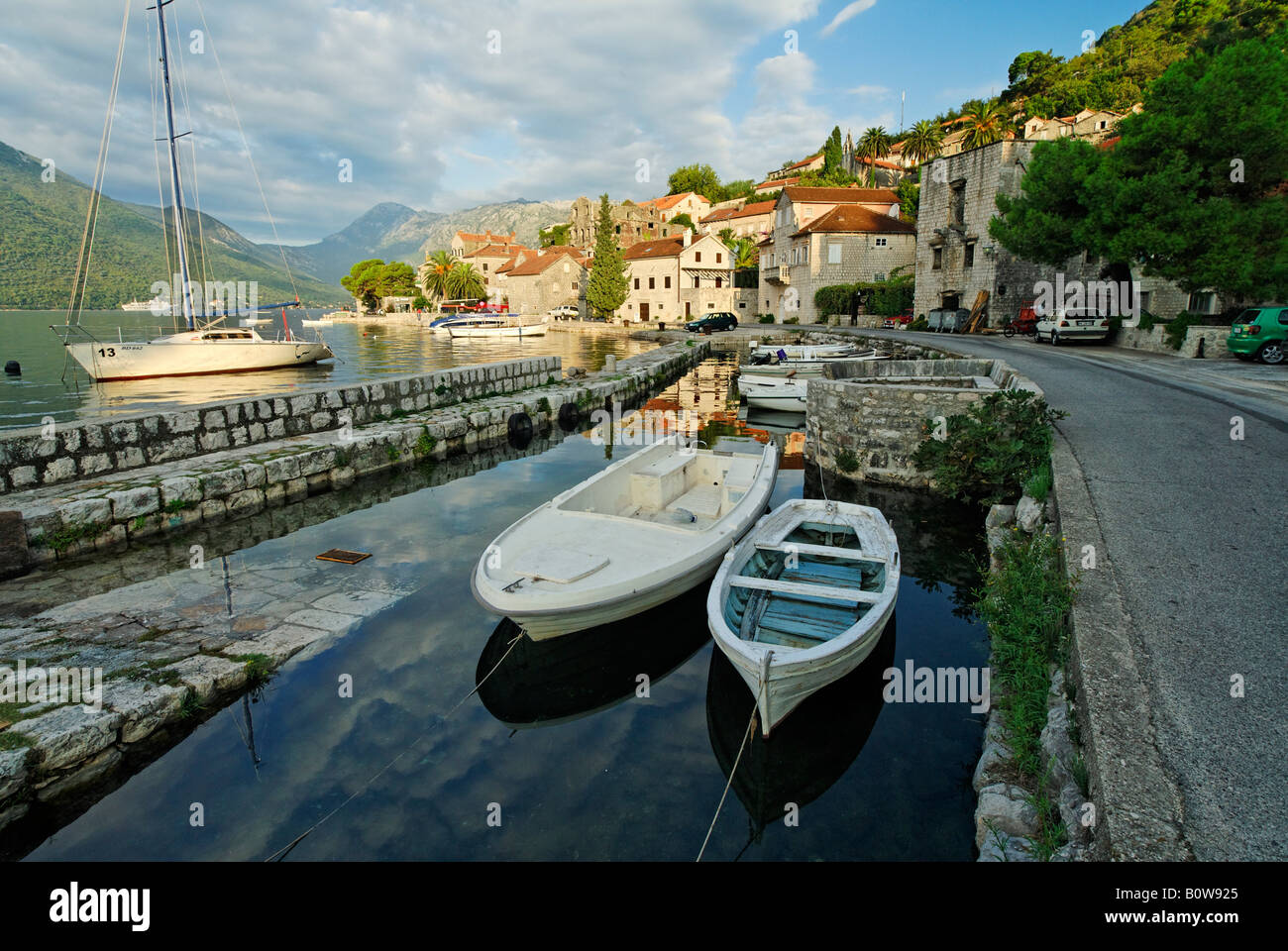 Historische Stadt Perast, UNESCO-Welt Heriage Website Golf von Kotor, Montenegro, Crna Gora, Balkan Stockfoto