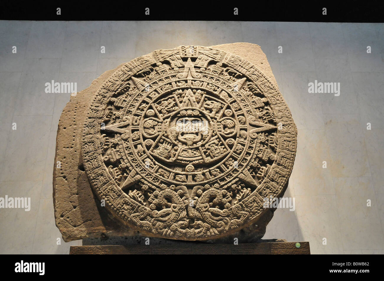 Piedra del Sol, Stein der fünften Sonne, Museo Nacional de Antropología, Nationalmuseum für Anthropologie, Mexiko-Stadt, Mexiko, N Stockfoto