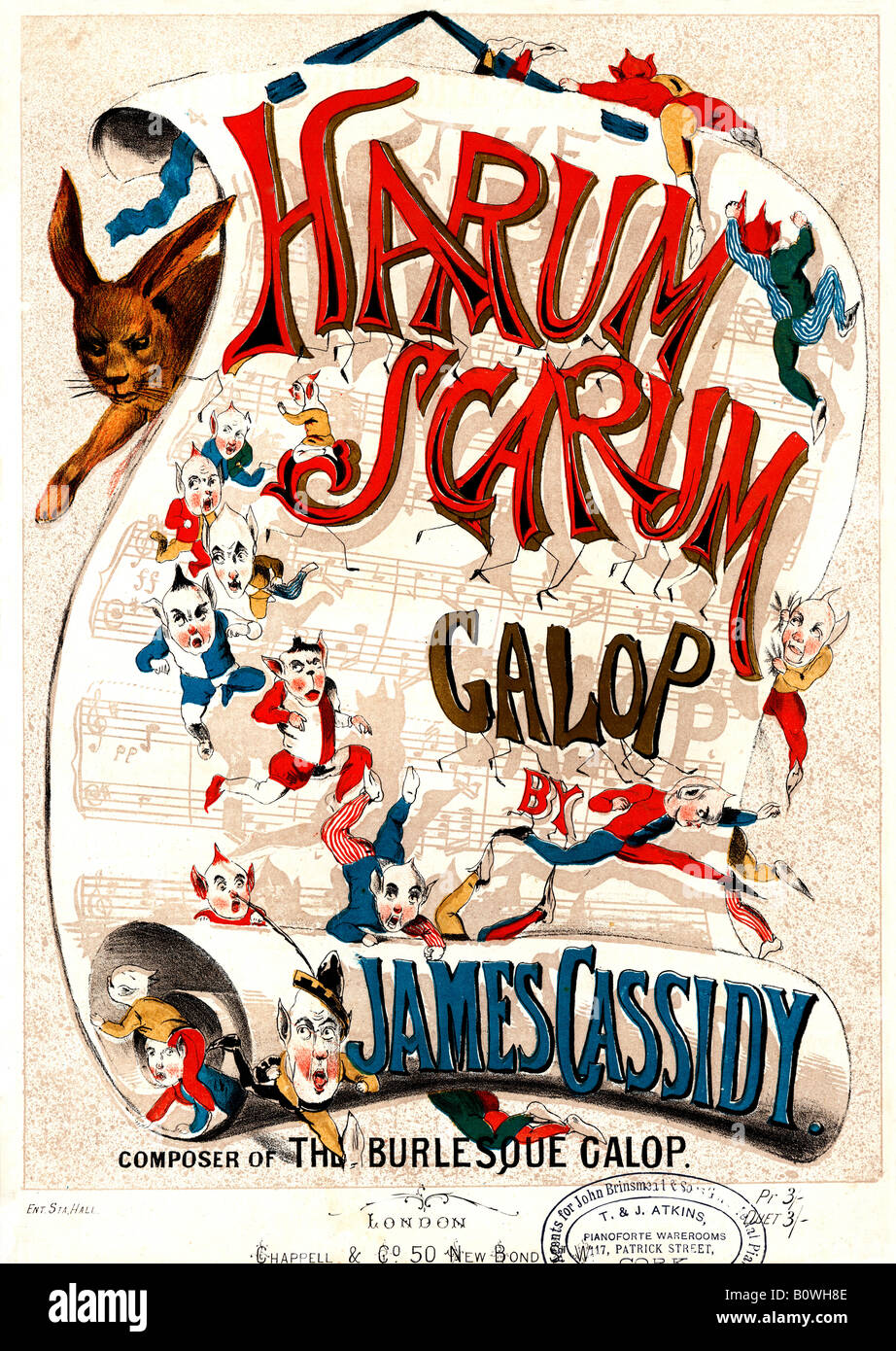 Harum Scarum Galop viktorianischen illustrierte Musik Blatt Abdeckung für Dance-Musik von James Cassidy Stockfoto