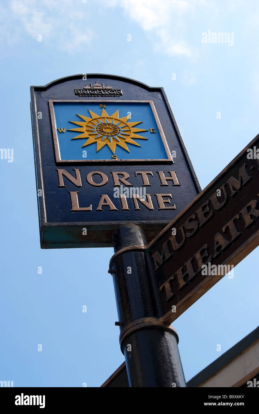 STRAßENSCHILD. NORTH LAINE. BRIGHTON. SUSSEX. ENGLAND. UK Stockfoto