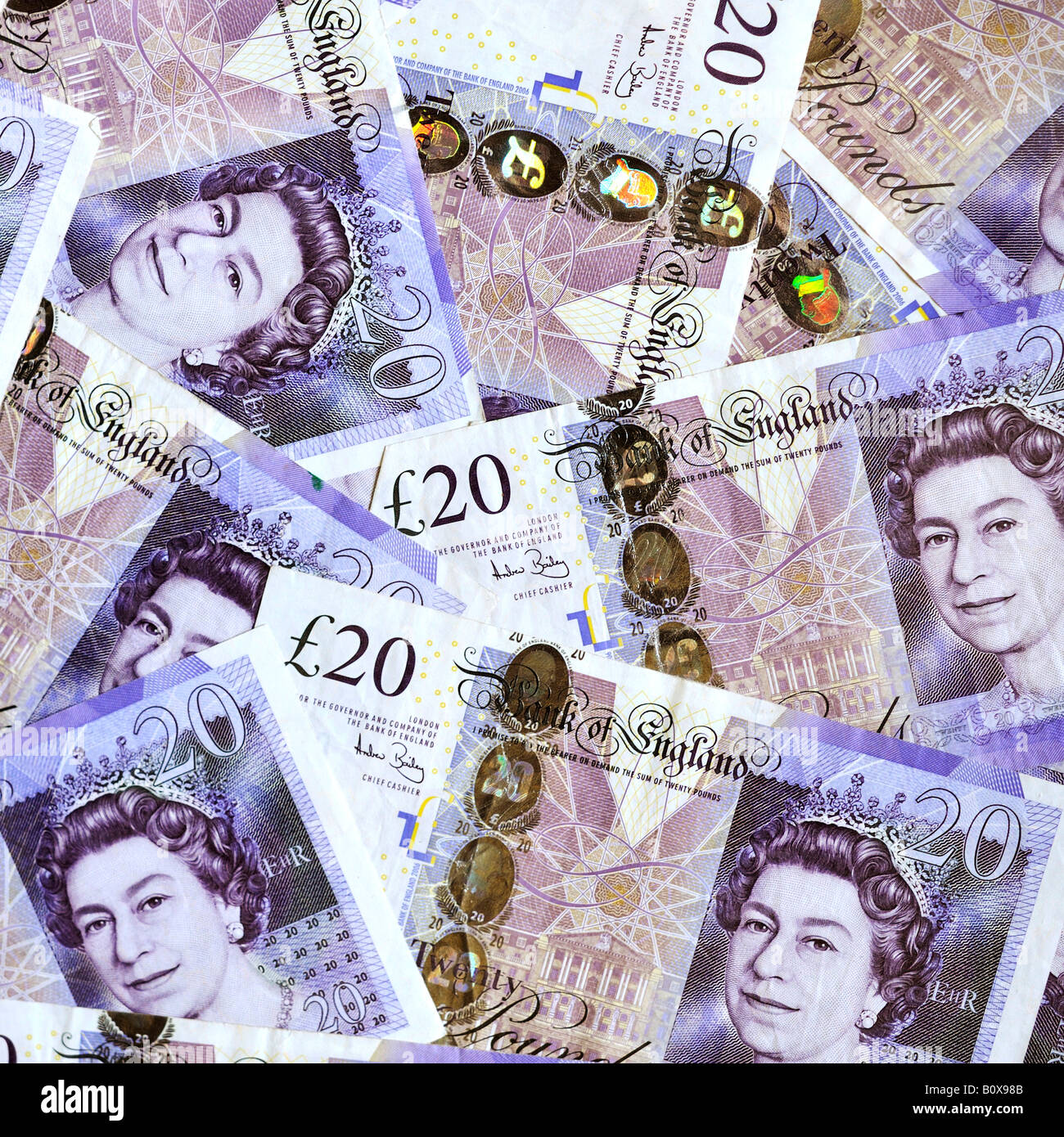 Bar Geld £20 Banknoten Währung für nur zur redaktionellen Nutzung Stockfoto