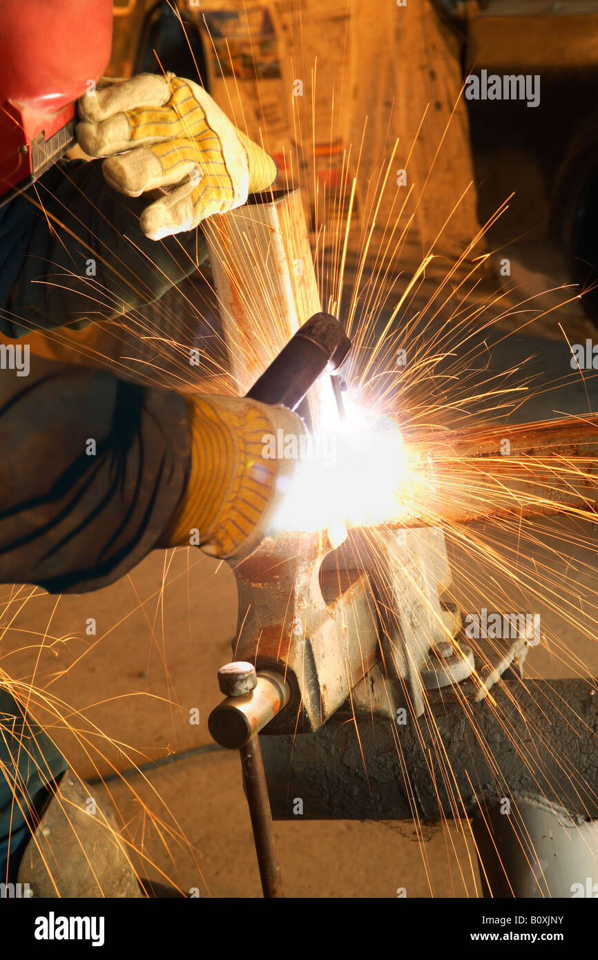 Schweißer in Aktion Stockfoto