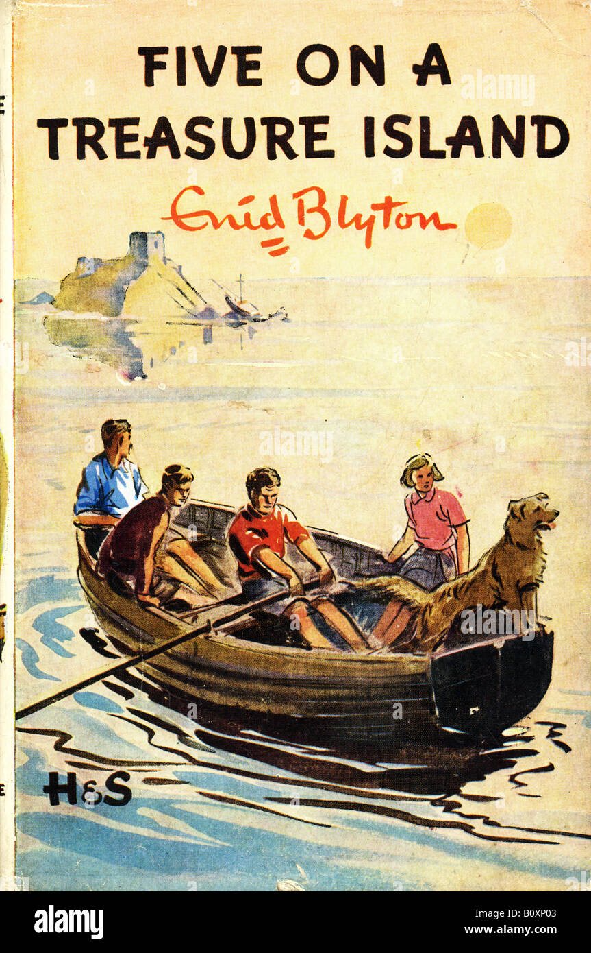 Enid Blytons ersten berühmten fünf Kinder Buch fünf auf einer Schatzinsel veröffentlicht erstmals 1942 für nur zur redaktionellen Nutzung Stockfoto