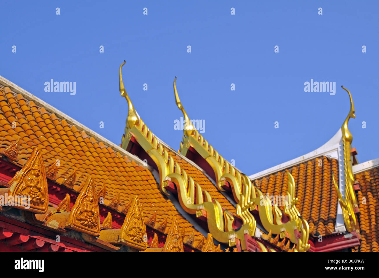 Dach des Marmor Tempel (Wat Benchamabophit), Thailand, Bangkok Stockfoto