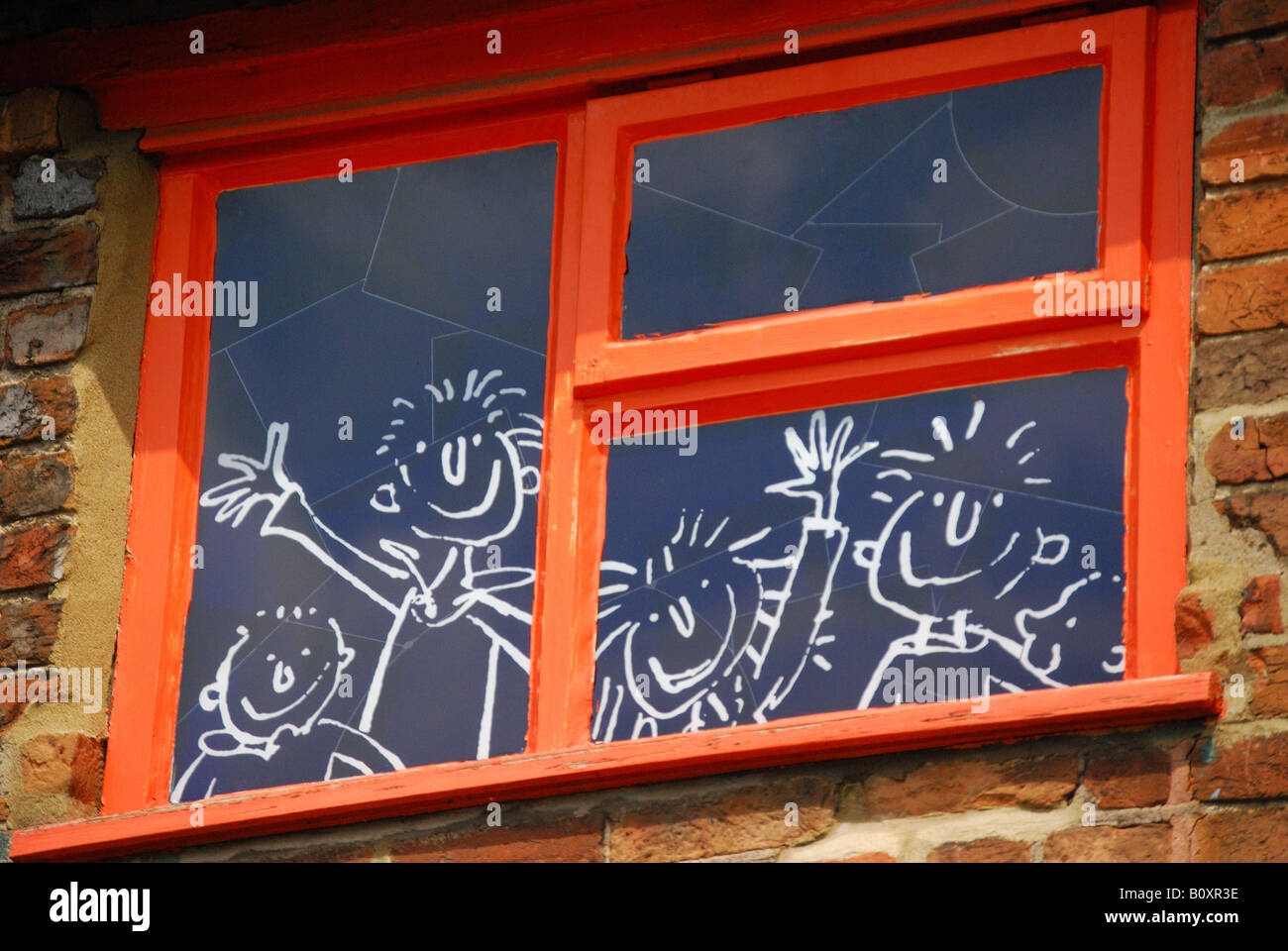 Fenster an Roald Dahl Kinder Galerie, Aylesbury, Buckinghamshire, England, Vereinigtes Königreich Stockfoto