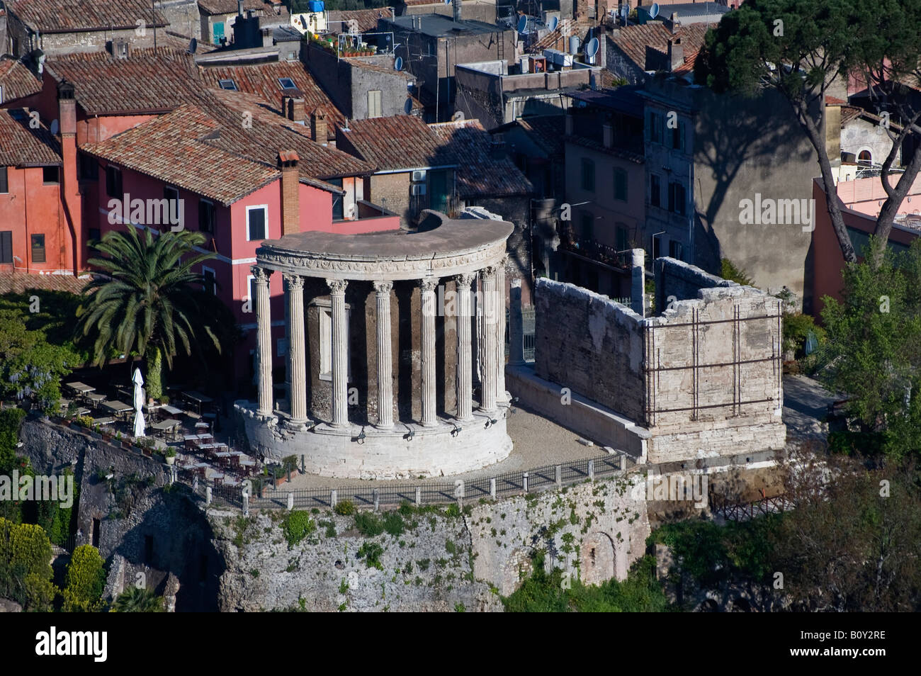 Blick auf den Tivoli mit den Tempel der vesta Stockfoto
