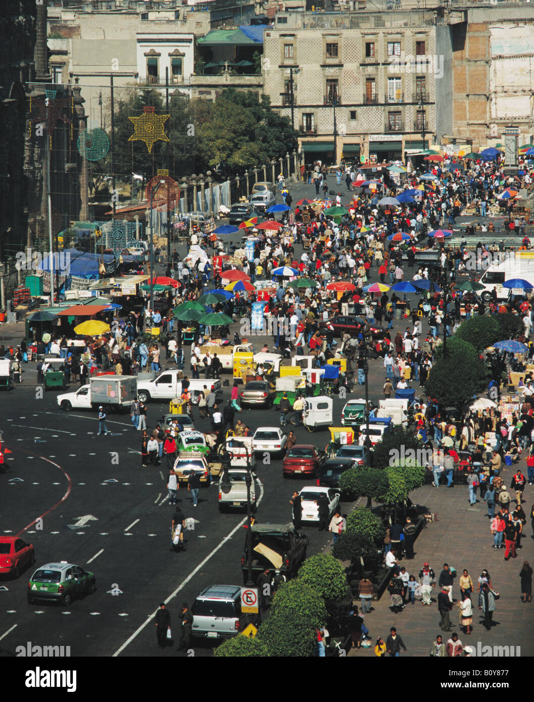 Luftaufnahmen über dem Zocalo-Mexiko-Stadt Stockfoto